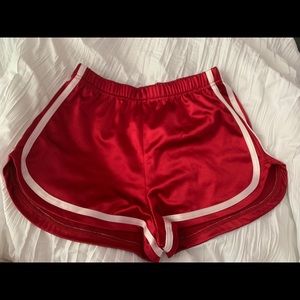 Red Satin Dolphin Shorts Small